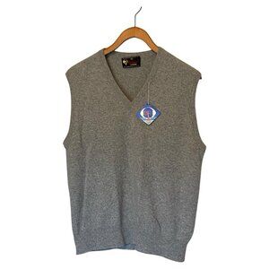 DF Gray Cashmere Sweater Vest Size L Men's Pullover Crafter Holes